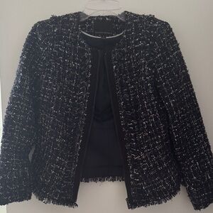 Banana Republic Women's Navy and White Tweed Blazer